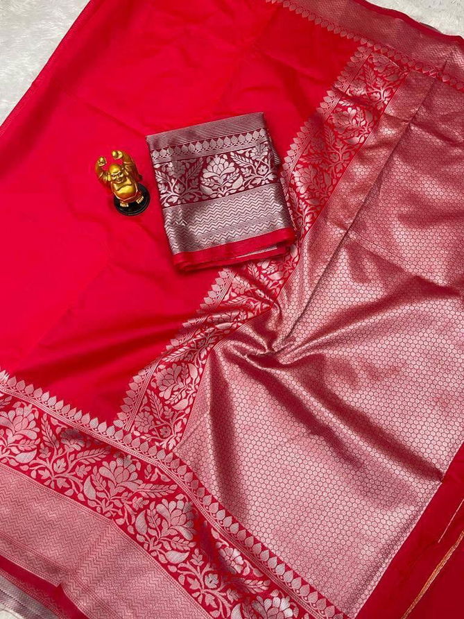 SF 371 Red Designer Lichi Silk Saree Wholesale Clothing Suppliers In India